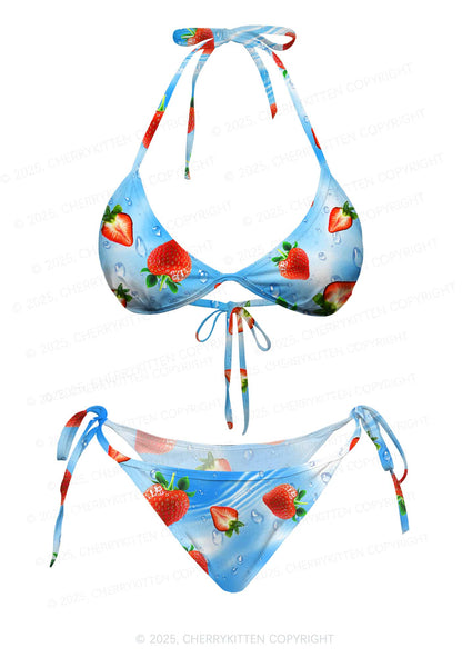 Cute Strawberry Y2K Print Bikini Set Cherrykitten