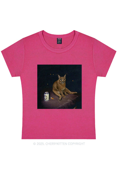 Drinking Floppa Y2K Baby Tee Cherrykitten