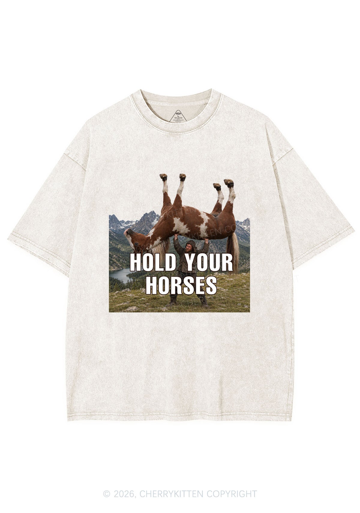 Man Hold Your Horses Y2K Shirts Washed Tee Cherrykitten