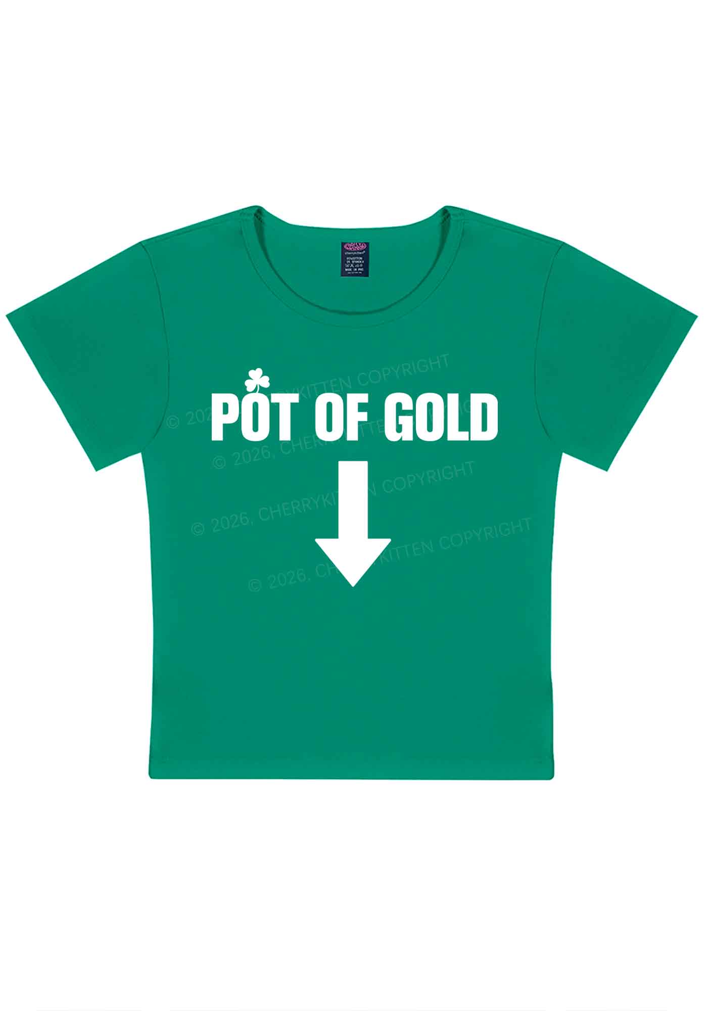 Pot Of Gold St Patricks Y2K Baby Tee Cherrykitten