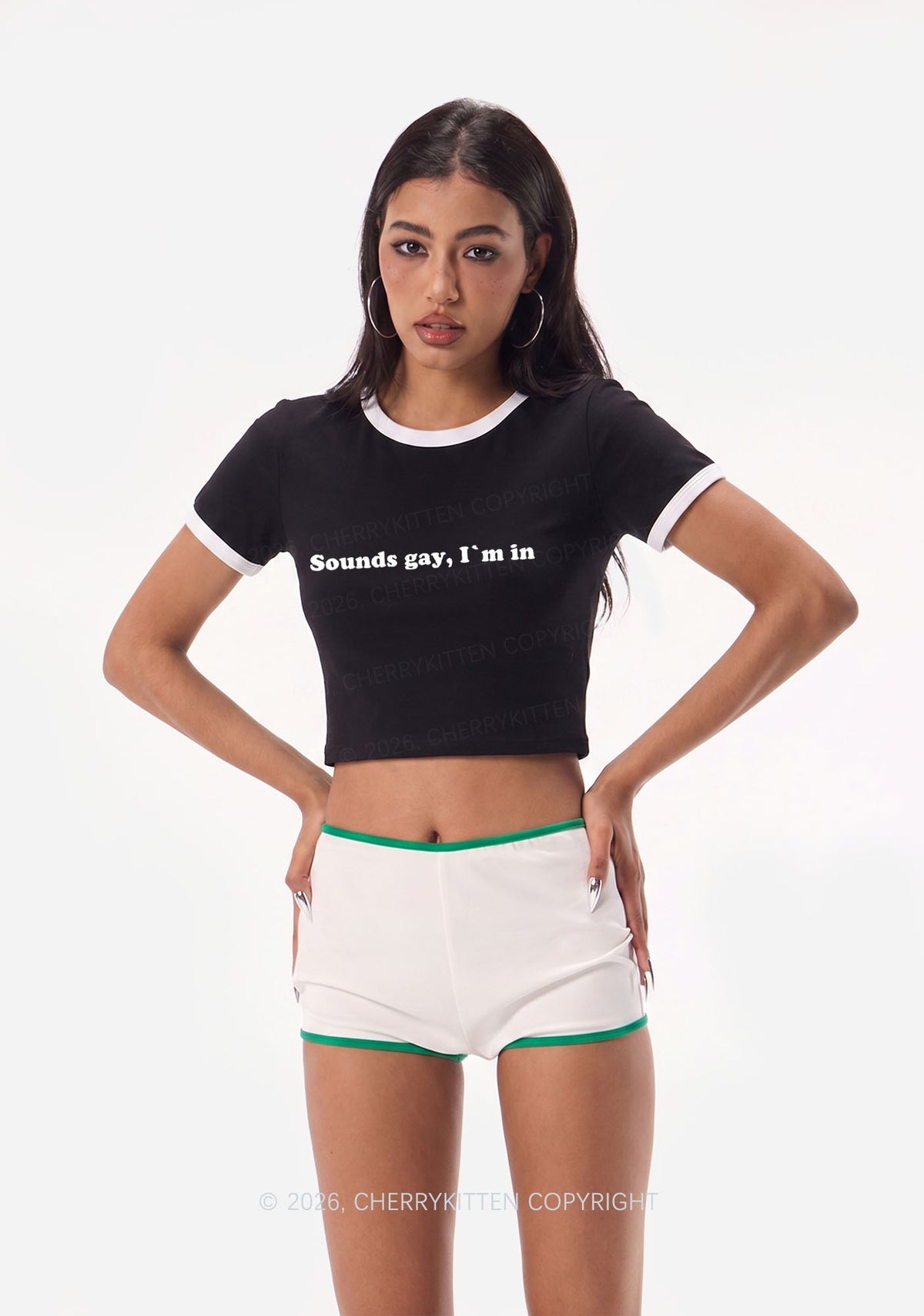 Sounds Gay Pride Y2K Ringer Tee Cherrykitten