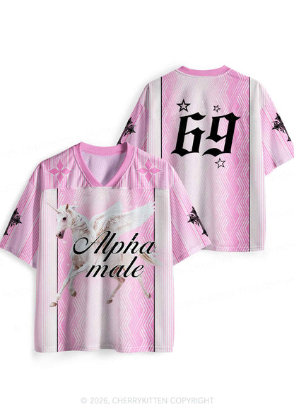 Pink Alpha Male Unicorn Pride Y2K Sport Jersey Shirts Cherrykitten