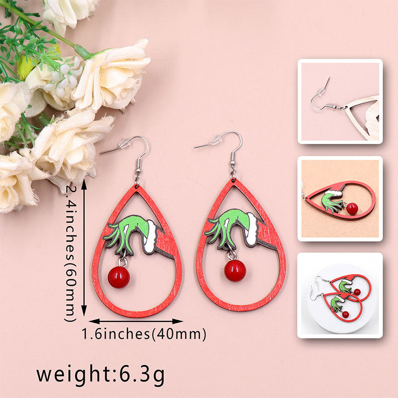 Christmas Y2K Retro Wooden Earrings Cherrykitten