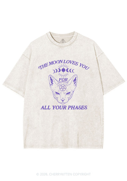 Halloween The Moon Loves You Y2K Shirts Washed Tee Cherrykitten