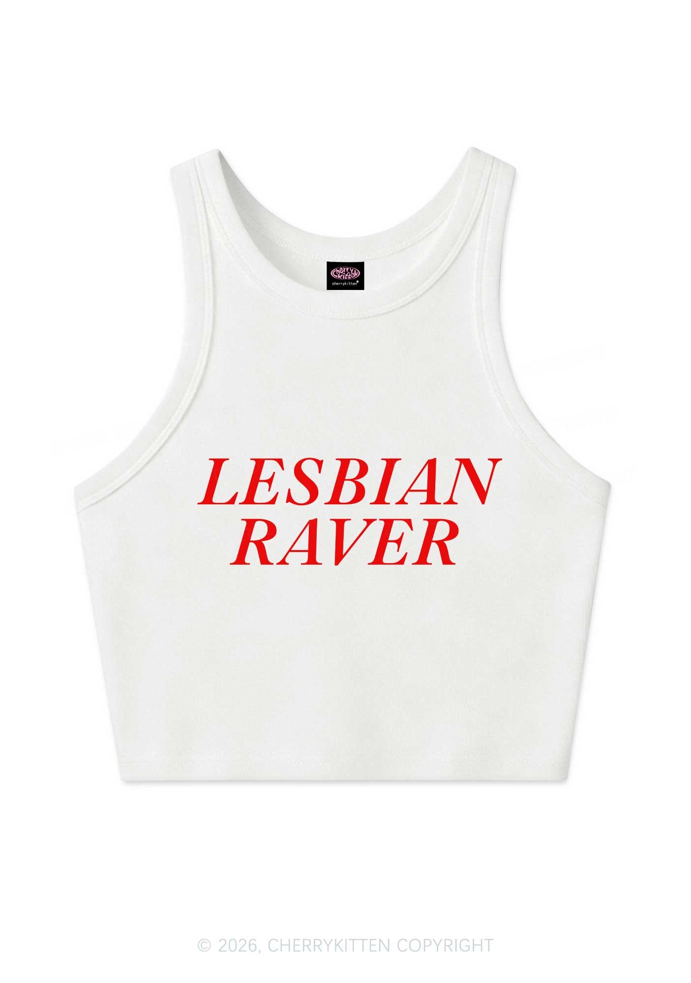 Lesbian Raver Pride Y2K Crop Tank Top Cherrykitten