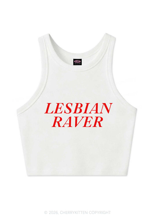 Lesbian Raver Pride Y2K Crop Tank Top Cherrykitten