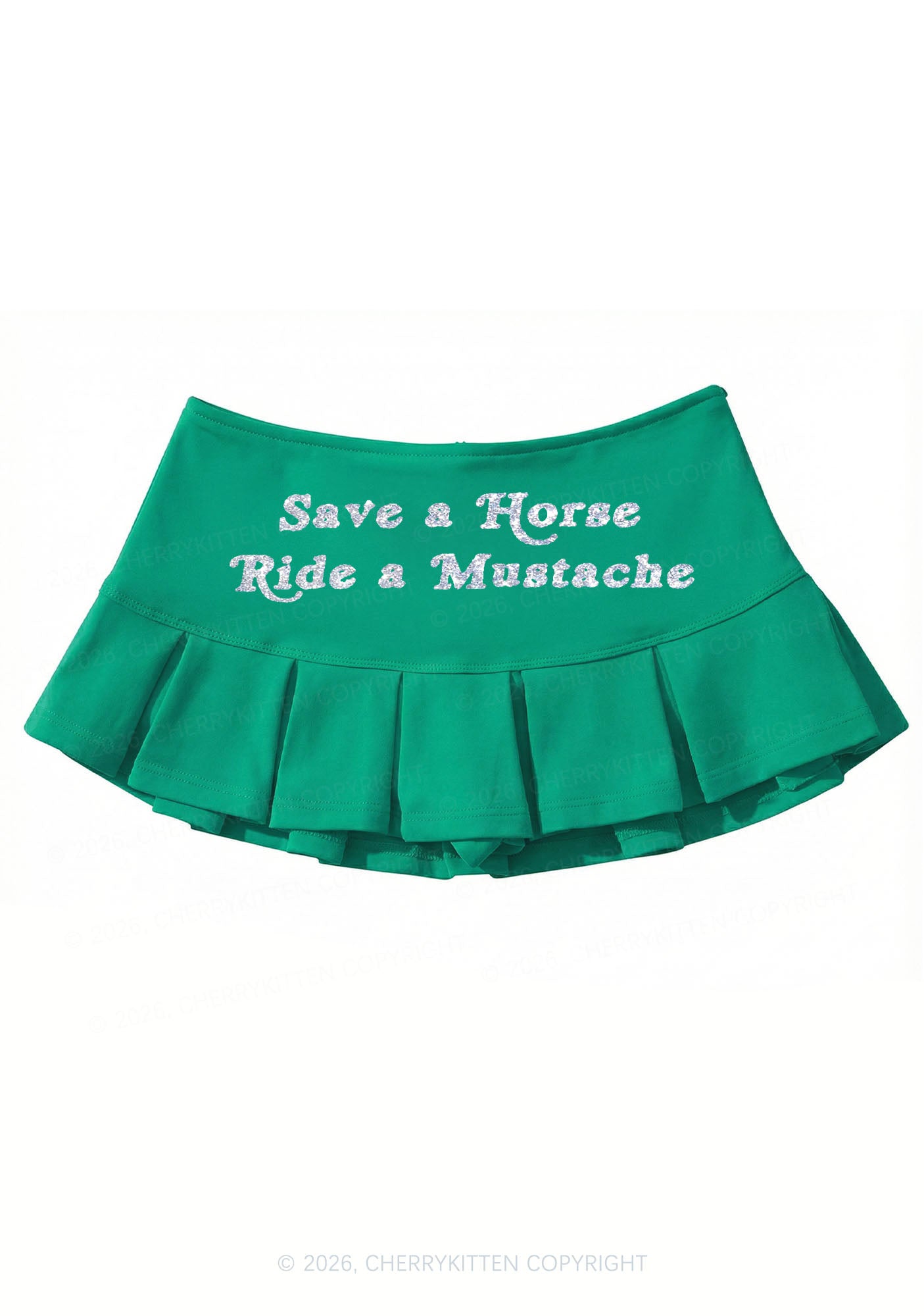 Glitter Ride A Mustache Y2K Mini Pleated Skirts Cherrykitten