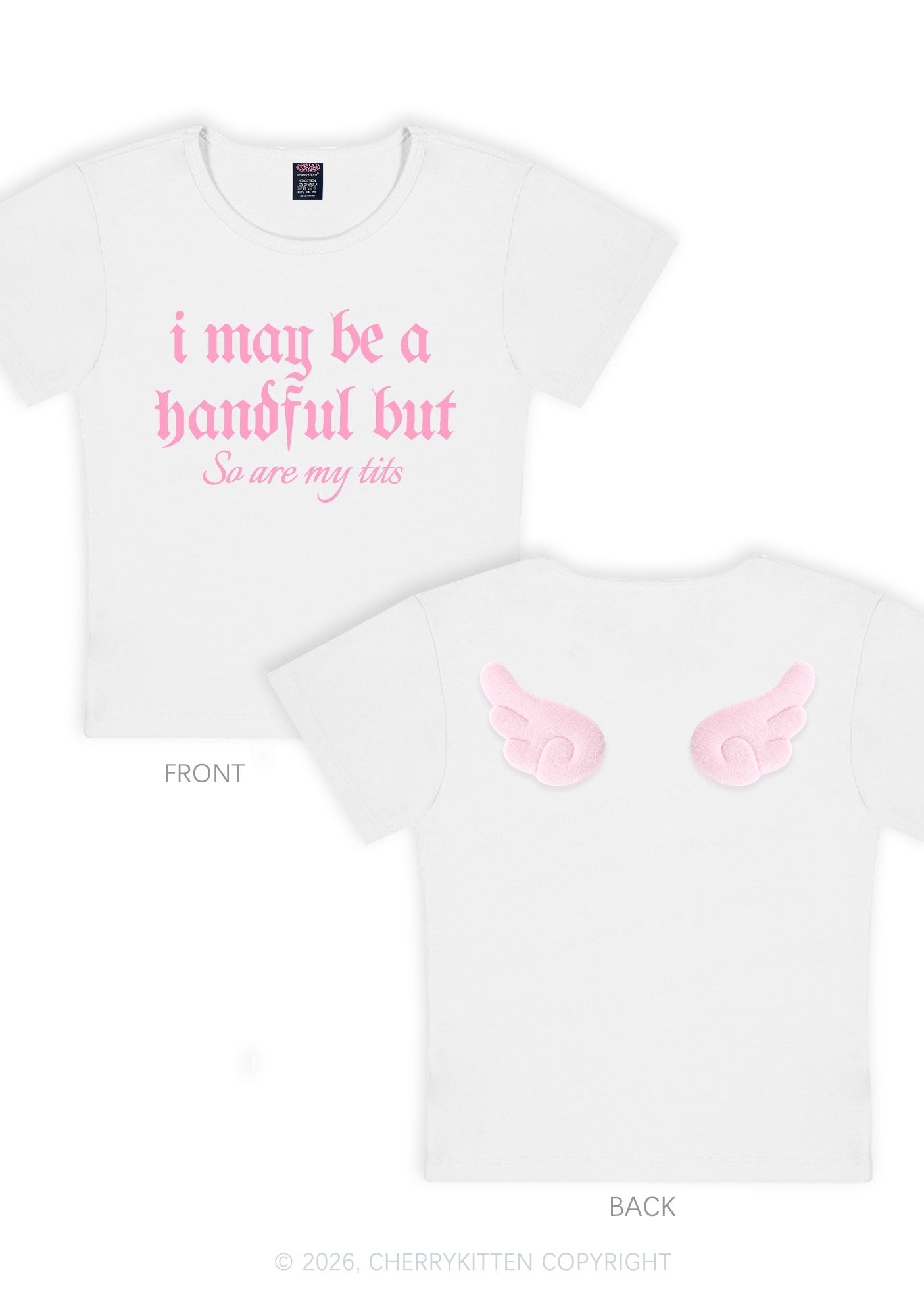 Halloween Handful Txts Y2K Goth Angel Wings Baby Tee Cherrykitten
