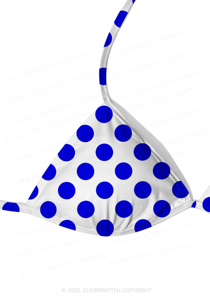 Blue Dotty Y2K Print Bikini Set Cherrykitten
