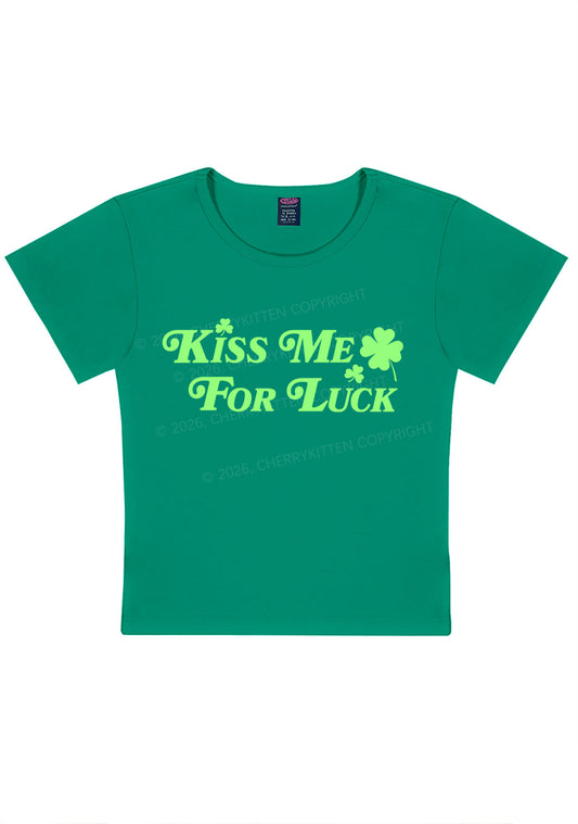 Kiss Me For Luck St Patricks Y2K Baby Tee Cherrykitten