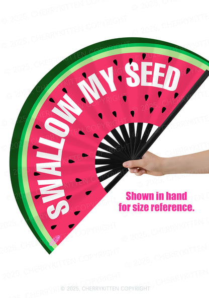 Swallow My Seed Y2K Rave Hand Fan Cherrykitten