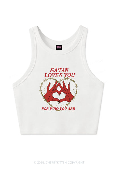 Satan Loves You Heart Halloween Y2K Crop Tank Top Cherrykitten