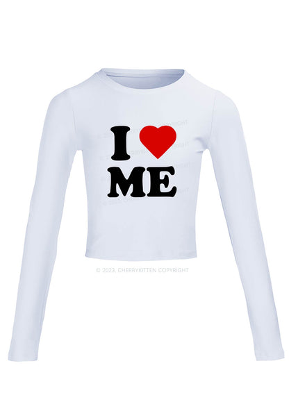 I Love Me Long Sleeve Crop Top Cherrykitten