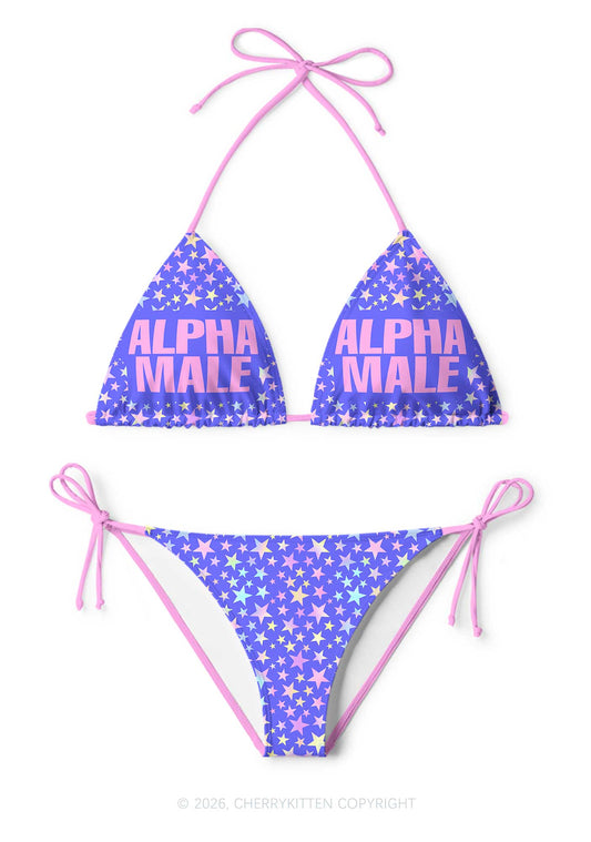 Purple Alpha Male Y2K Print Bikini Set Cherrykitten