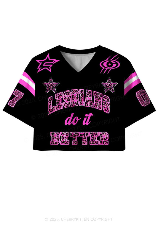 Custom Lesbians Do It Better Pride Y2K Crop Sport Jersey Shirts Cherrykitten