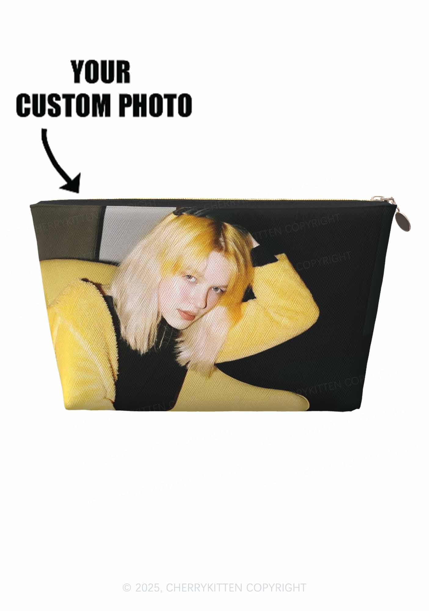 Custom Photo Y2K Leather Makeup Bag Cherrykitten