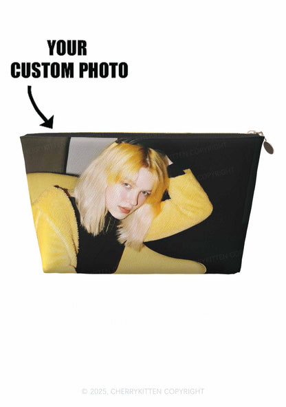 Custom Photo Y2K Leather Makeup Bag Cherrykitten