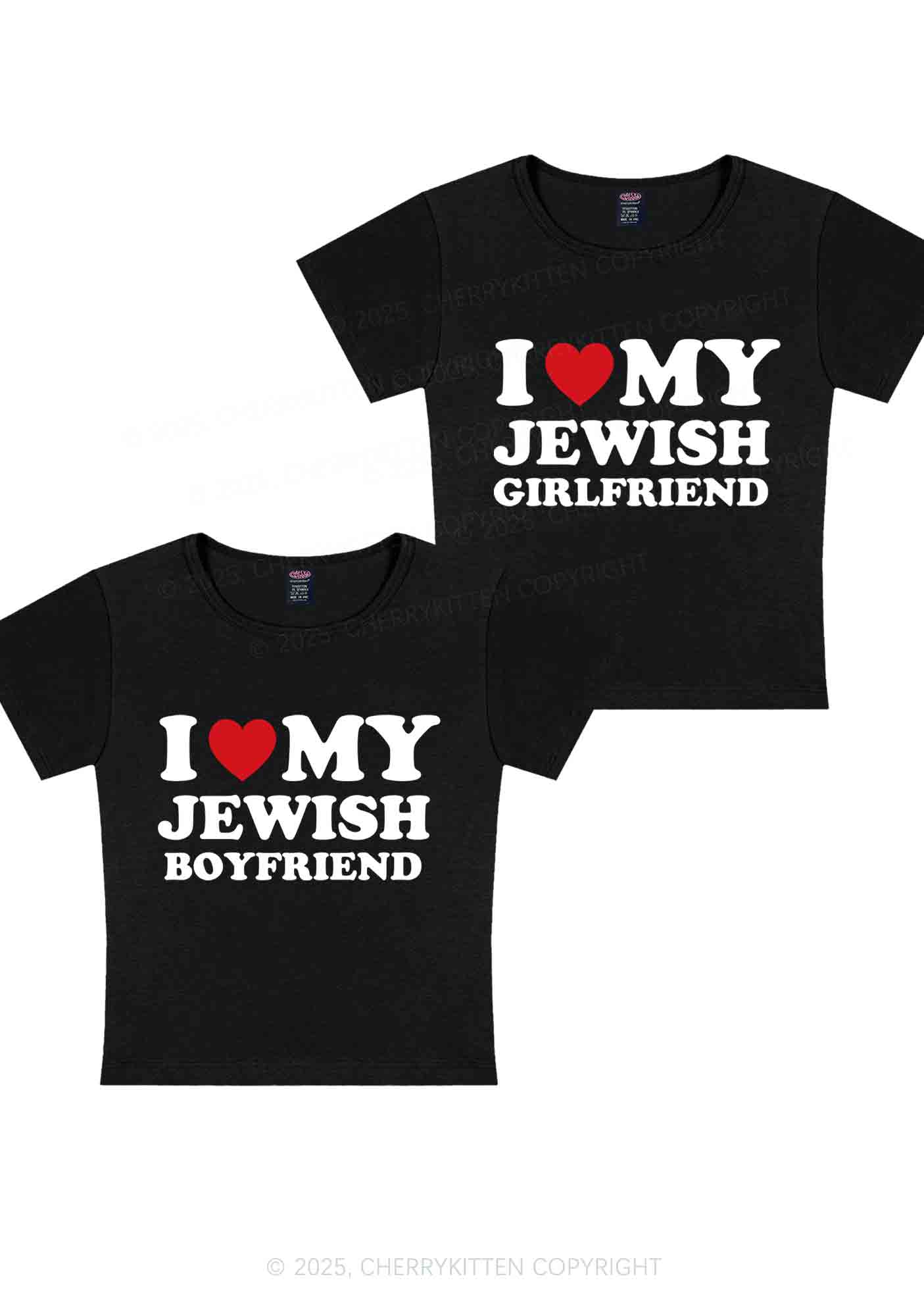 Custom I Love My Jewish GF BF Y2K Valentine's Day Baby Tee Cherrykitten
