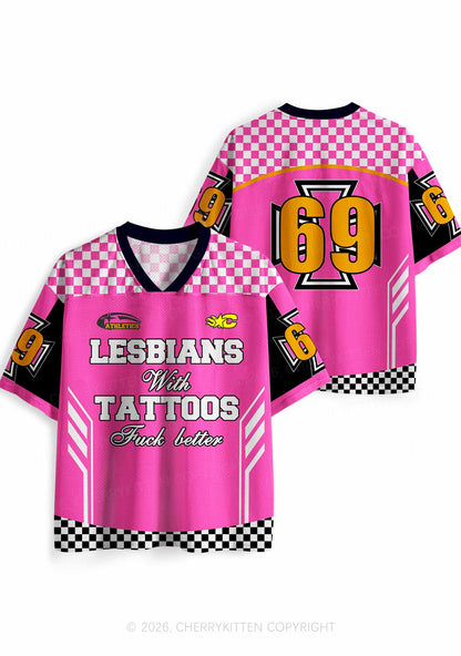 Lesbians With Tattoos Fxxk Better Pride Y2K Sport Jersey Shirts Cherrykitten