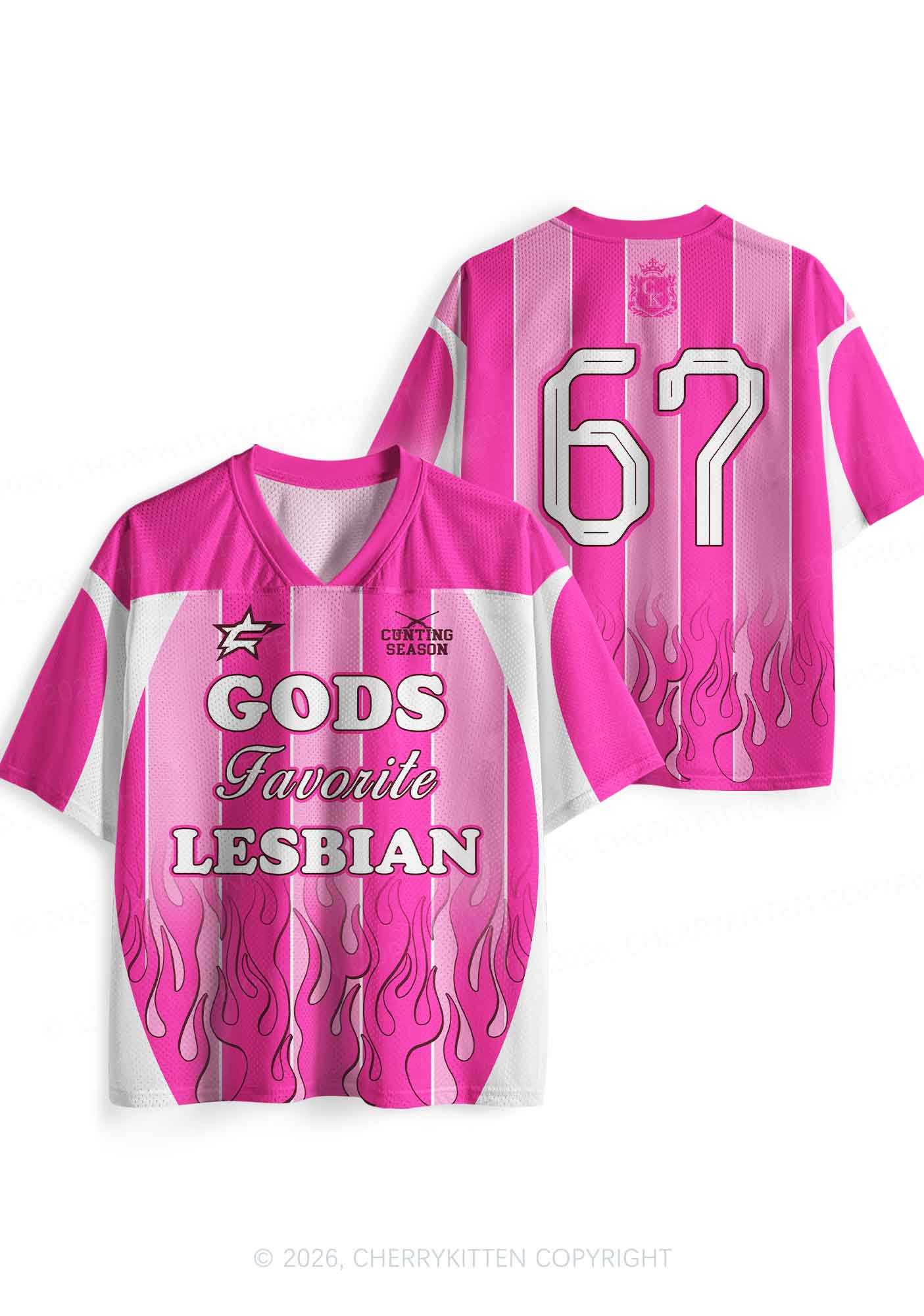 Hot Pink Gods Favorite Lesbian Pride Y2K Sport Jersey Shirts Cherrykitten