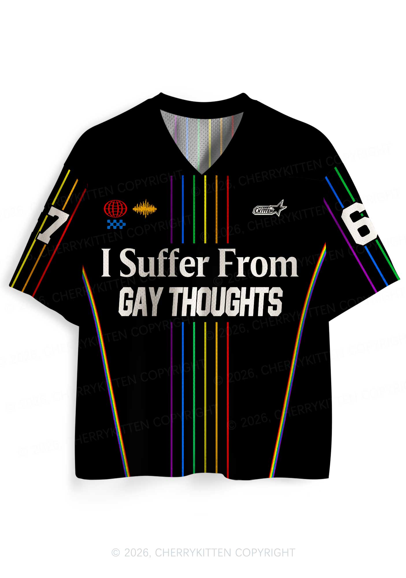 Black I Suffer From Gay Thoughts Pride Y2K Sport Jersey Shirts Cherrykitten