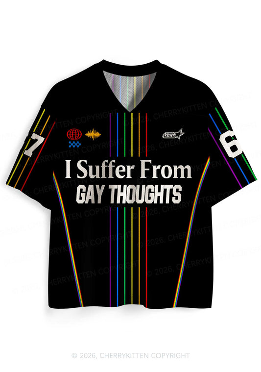 Black I Suffer From Gay Thoughts Pride Y2K Sport Jersey Shirts Cherrykitten
