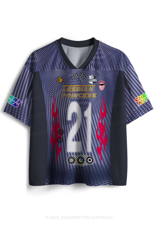 Custom Lesbian Princess Pride Y2K Mesh Jersey Shirts Cherrykitten