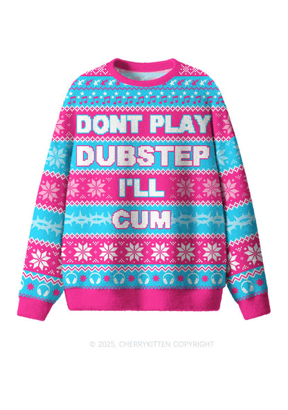 Dont Play Dubstep Y2K Christmas Knit Sweatshirt Cherrykitten