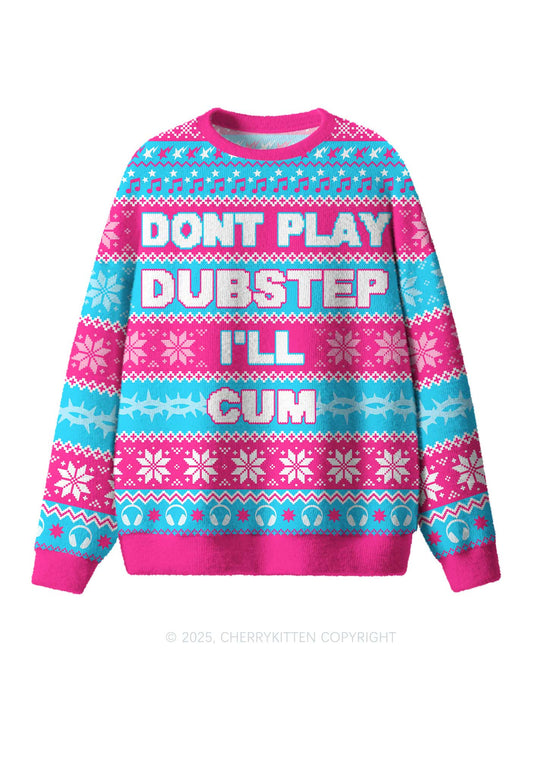 Dont Play Dubstep Y2K Christmas Knit Sweatshirt Cherrykitten