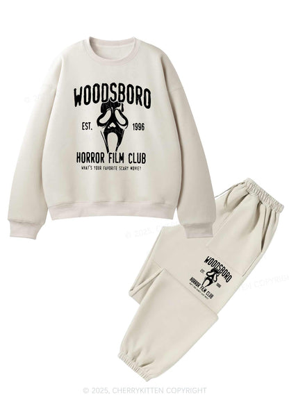 Halloween Horror Film Club Y2K Fleece Sweatshirts Set Cherrykitten