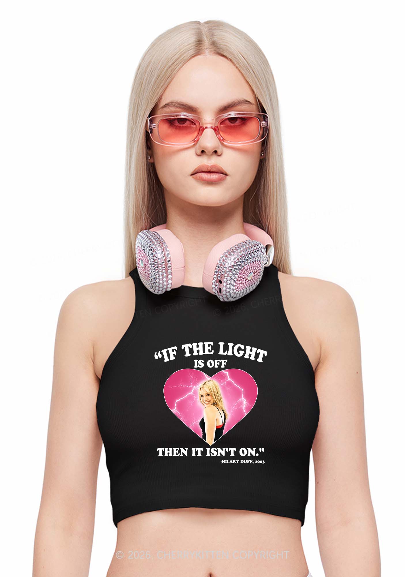 If The Light Is Off Y2K Crop Tank Top Cherrykitten