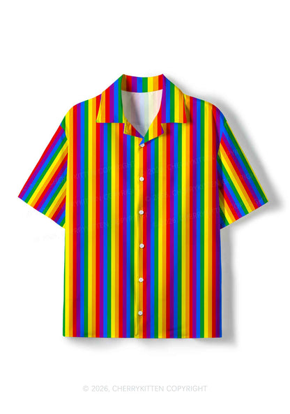 Rainbow Flag Pride Y2K Print Hawaiian Shirt Cherrykitten