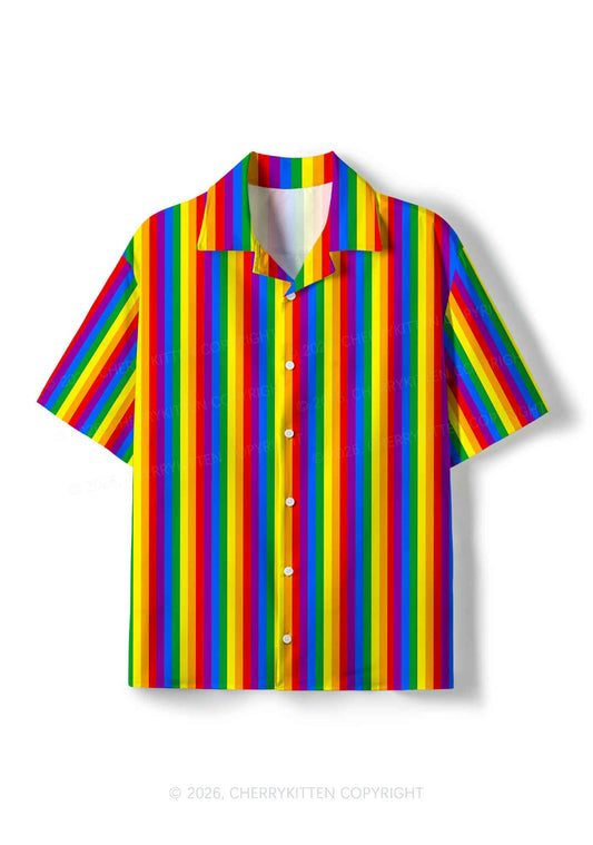 Rainbow Flag Pride Y2K Print Hawaiian Shirt Cherrykitten