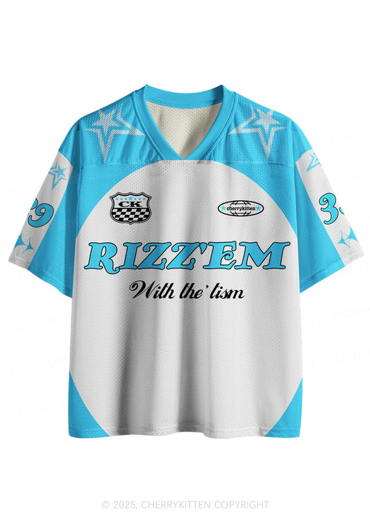 Custom Blue Rizz Em Tism Y2K Sport Jersey Shirts Cherrykitten