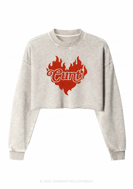 Cxxt Devil Y2K Valentine's Day Crop Washed Sweatshirts Cherrykitten