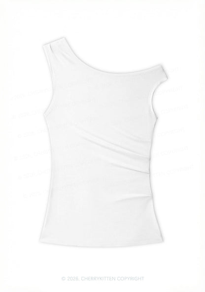 Plain Y2K Off Shoulder Tank Top Cherrykitten