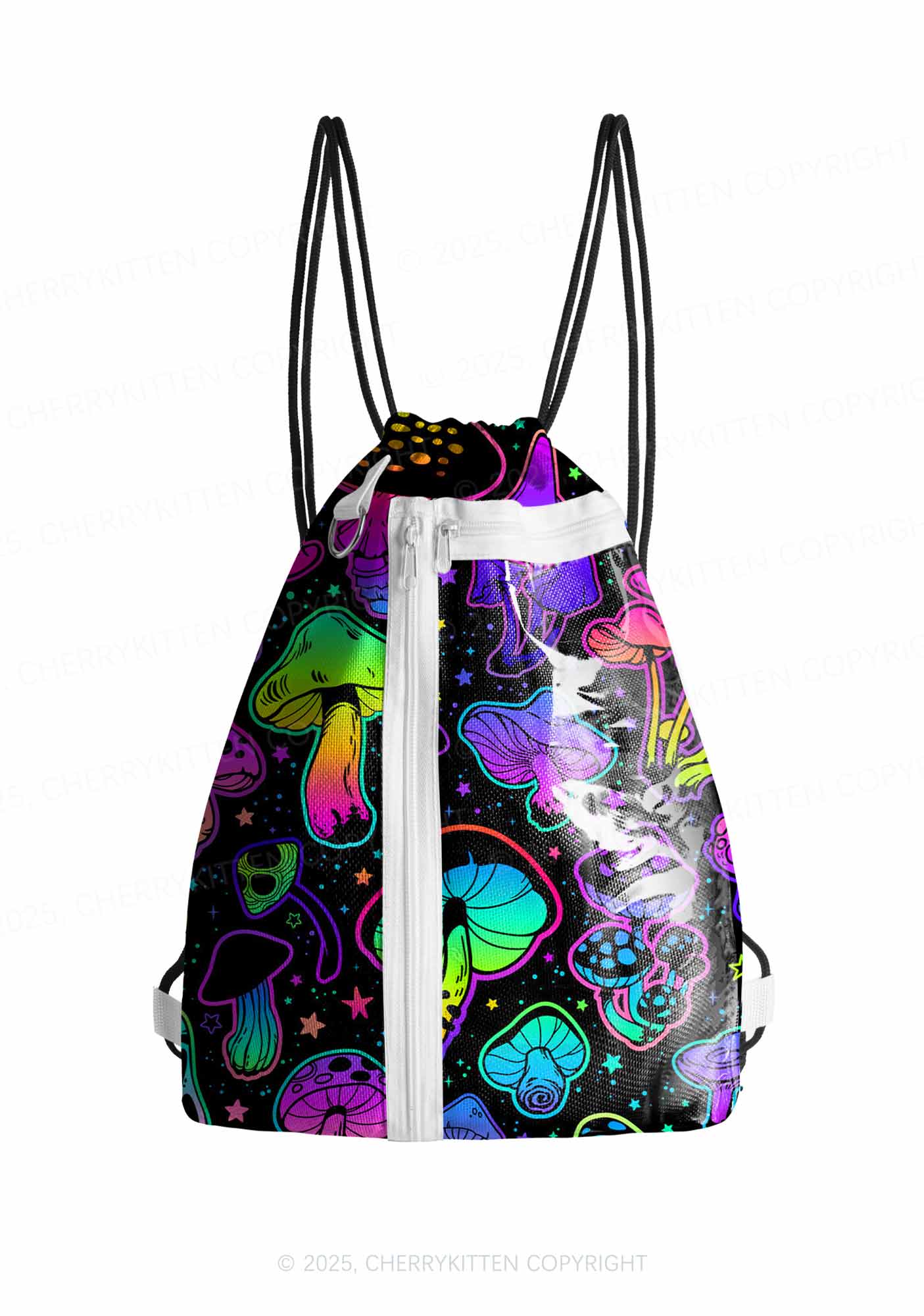 Neon Mushrooms Y2K Drawstring Itabag Backpack Cherrykitten