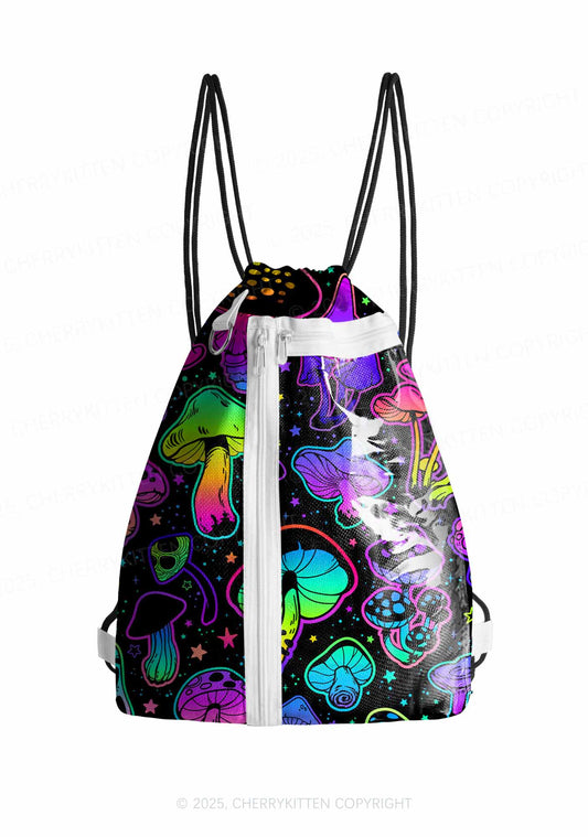 Neon Mushrooms Y2K Drawstring Itabag Backpack Cherrykitten