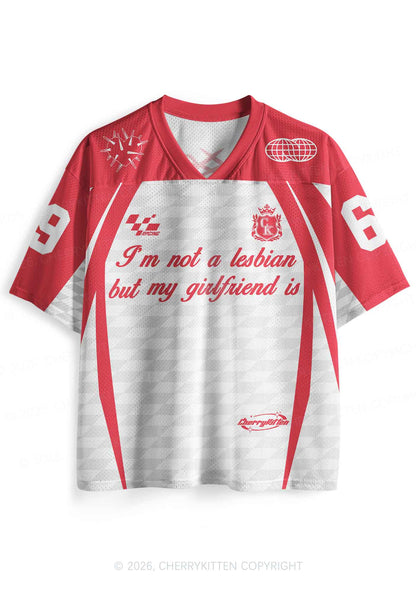 Im Not A Lesbian But My GF Is Pride Y2K Sport Jersey Shirts Cherrykitten