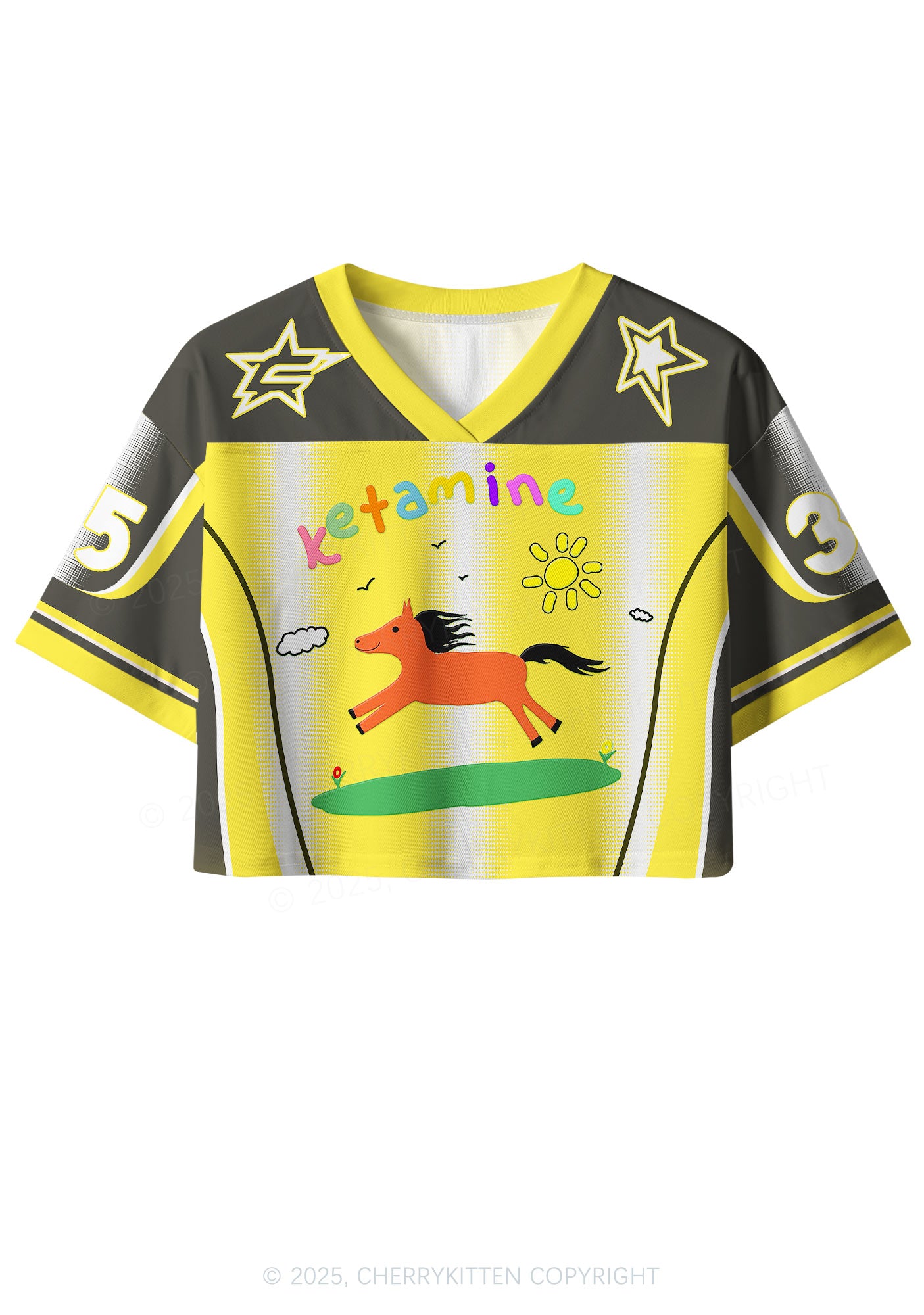 Custom Yellow Pony Y2K Crop Sport Jersey Shirts Cherrykitten