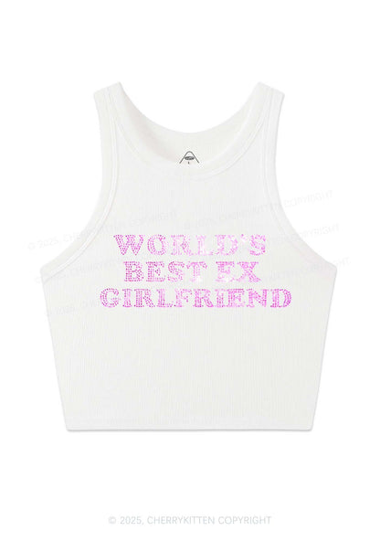 Rhinestone Best Ex Girlfriend Y2K Crop Tank Top Cherrykitten