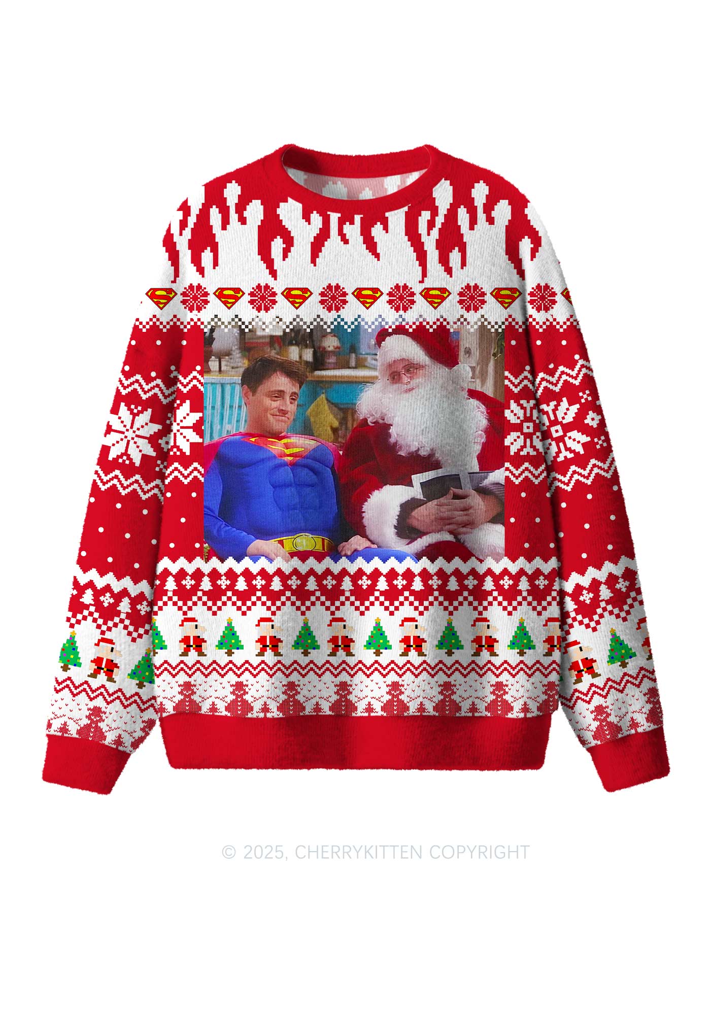 Super Santa Y2K Christmas Knit Sweatshirt Cherrykitten