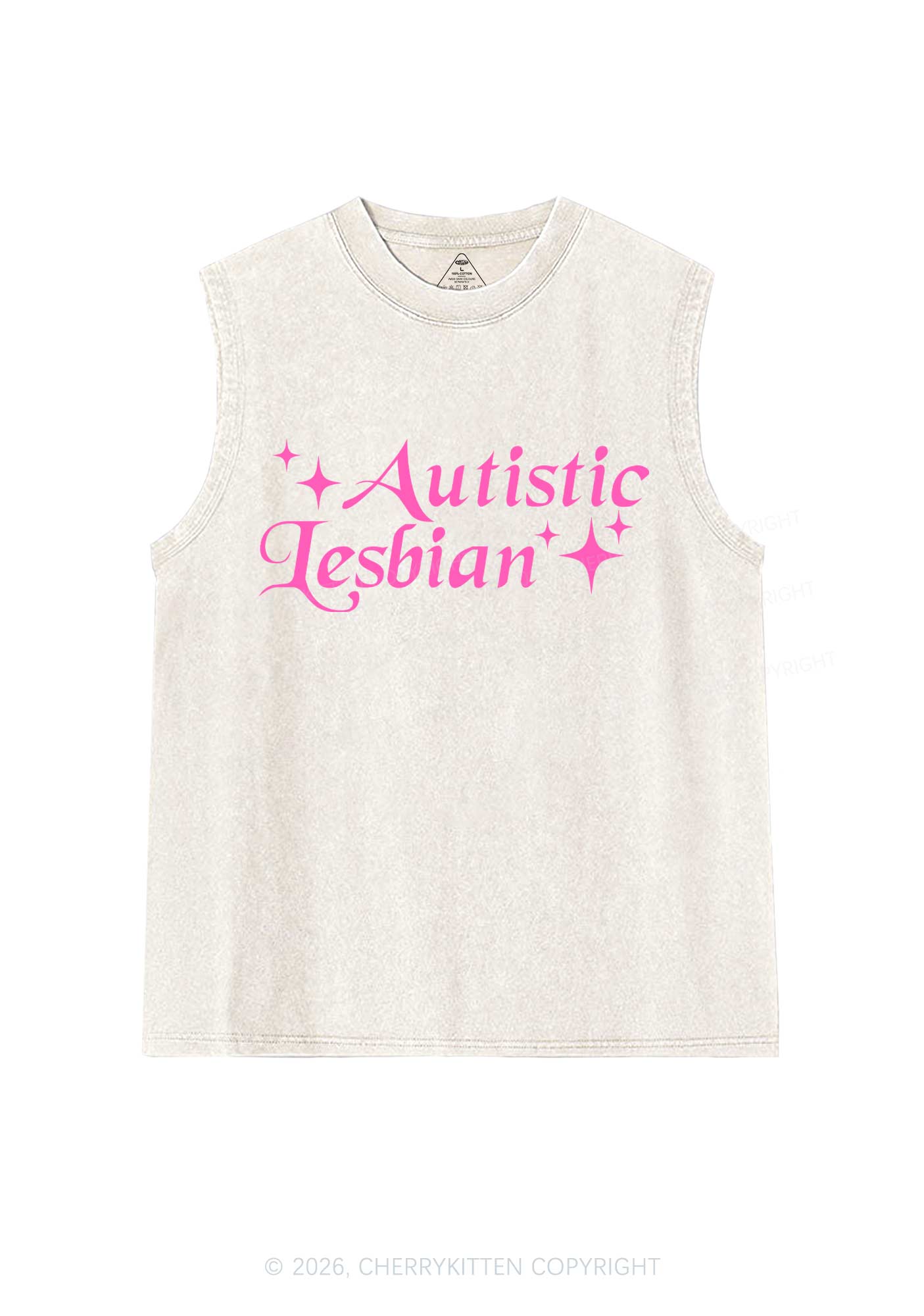 Autistic Lesbian Pride Y2K Washed Muscle Tank Cherrykitten