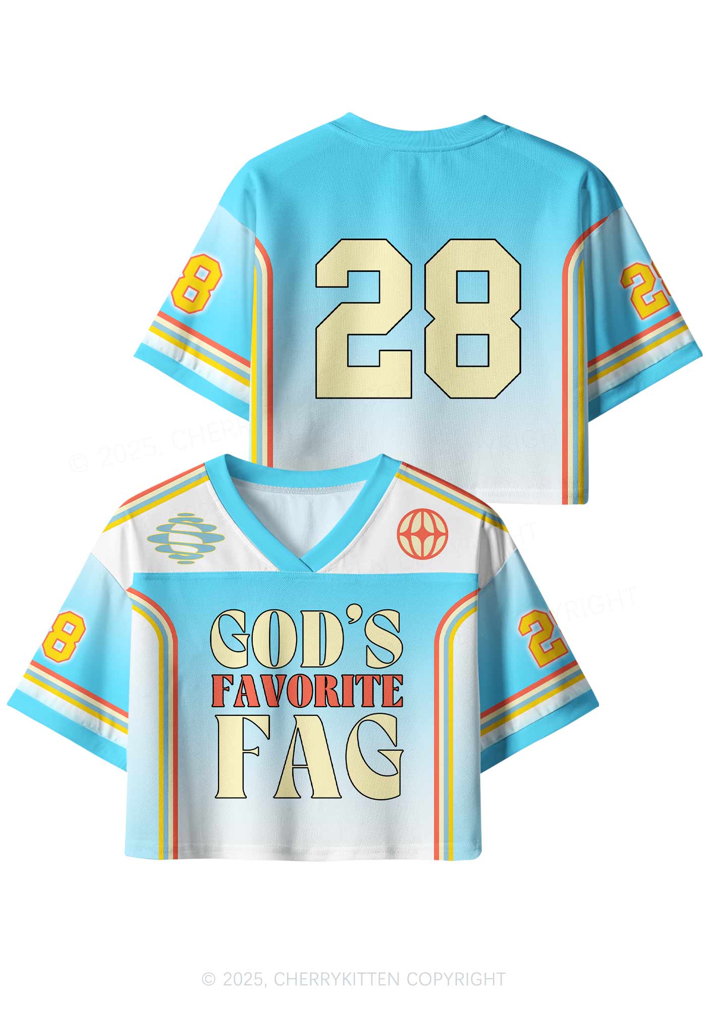 Custom Gods Fav Fag Pride Y2K Crop Sport Jersey Shirts Cherrykitten