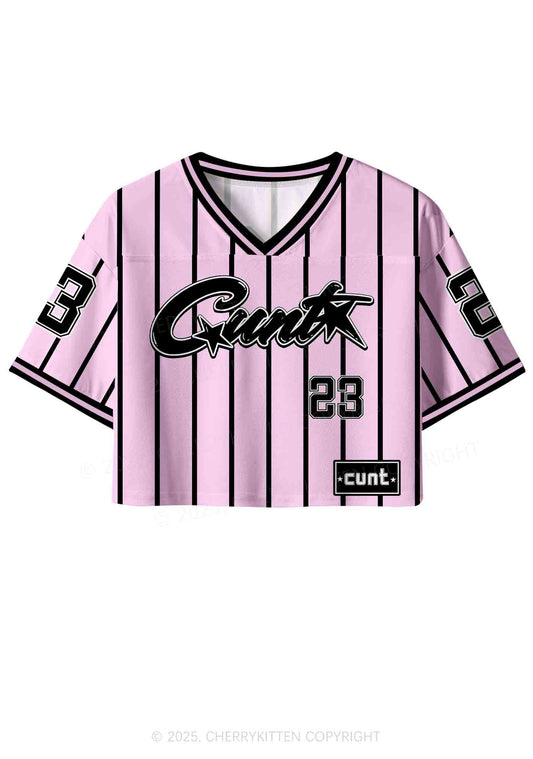Custom Pink Striped Cxxt Y2K Crop Sport Jersey Shirts Cherrykitten