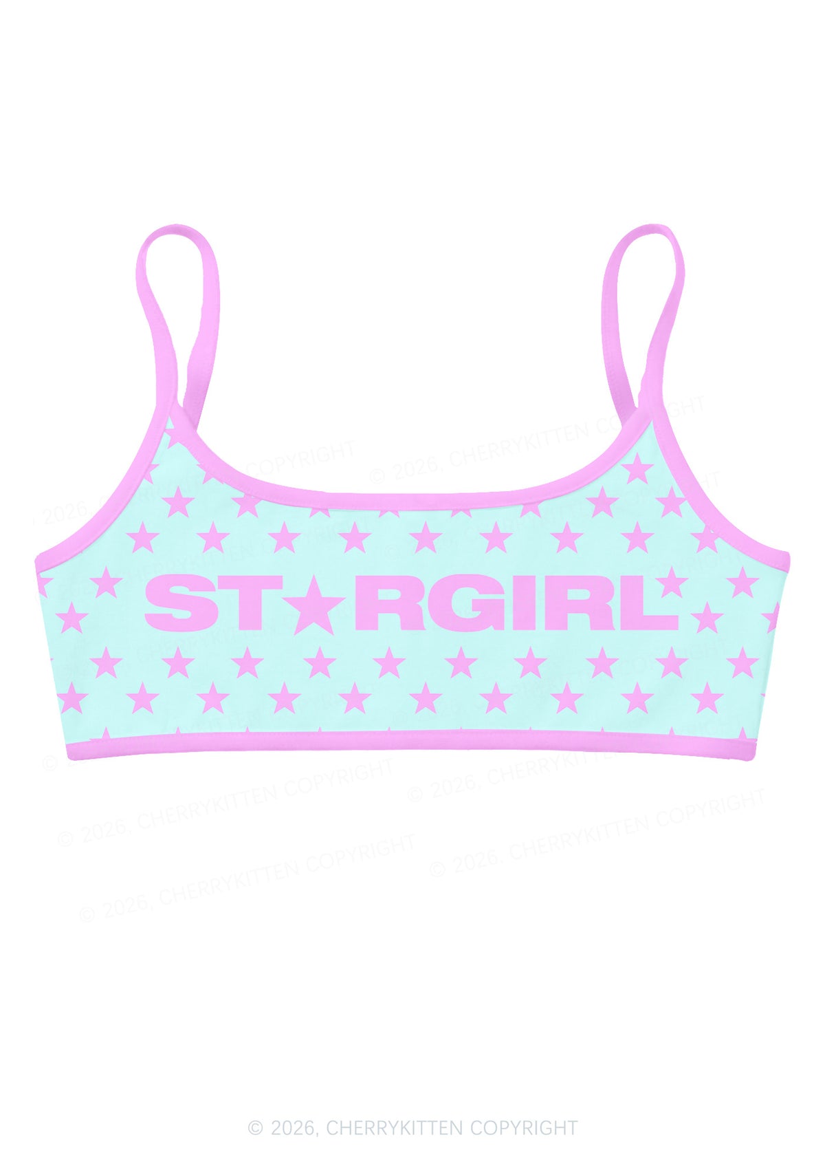 Pink Stargirl Y2K Print Super Crop Cami Cherrykitten