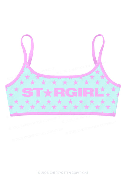 Pink Stargirl Y2K Print Super Crop Cami Cherrykitten
