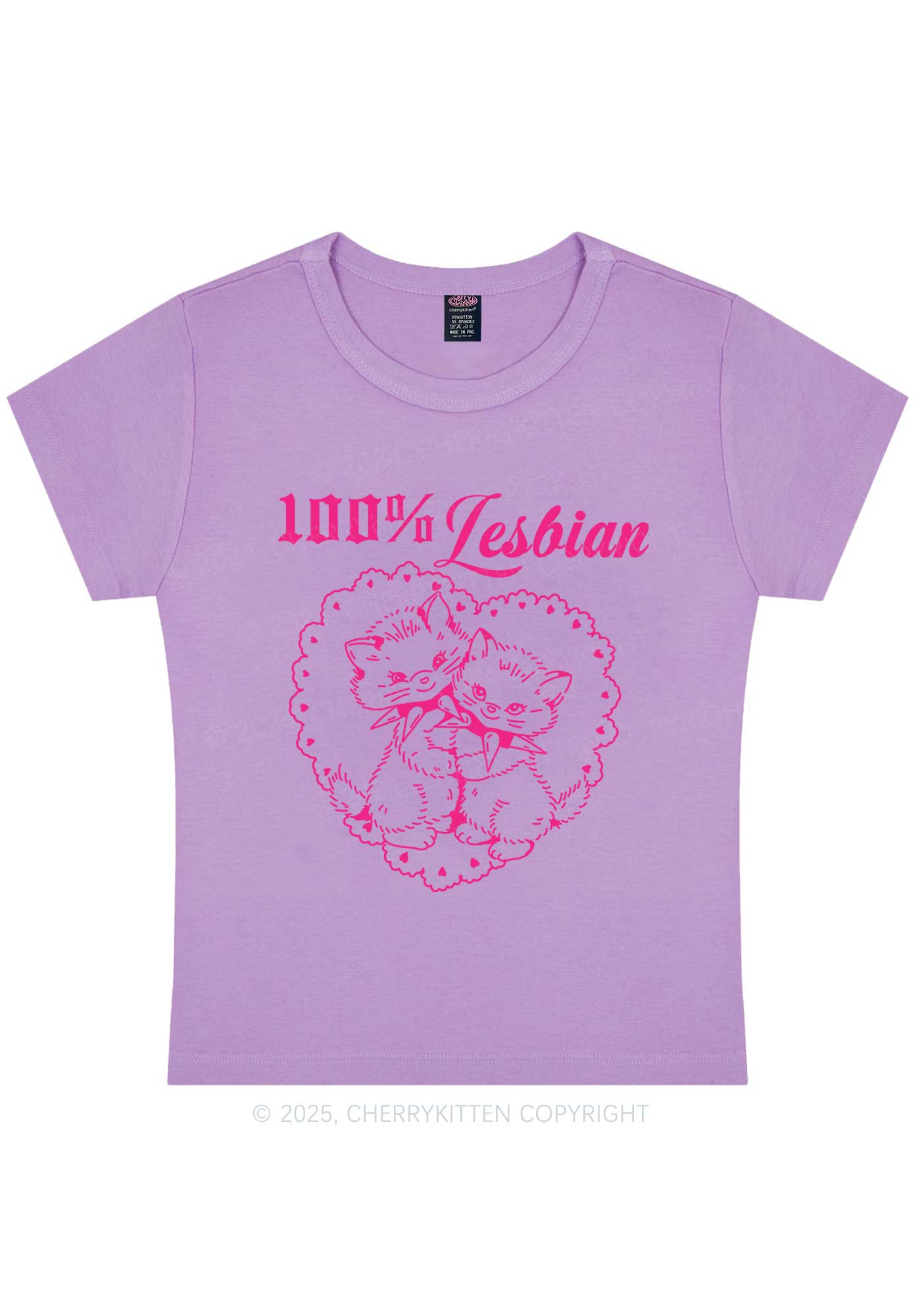 Lesbian Cats Y2K Baby Tee Cherrykitten