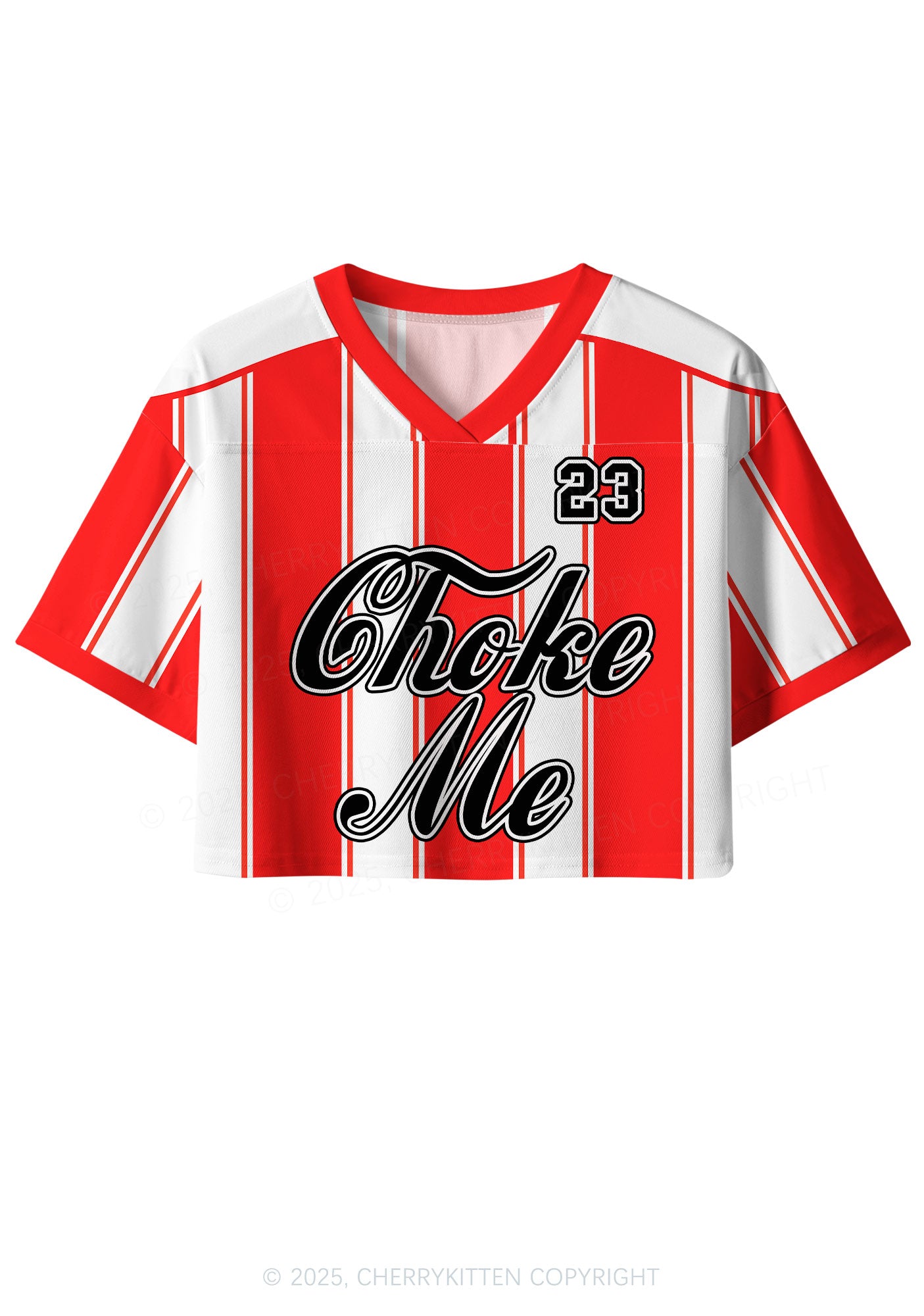 Custom Red Choke Me Y2K Crop Sport Jersey Shirts Cherrykitten
