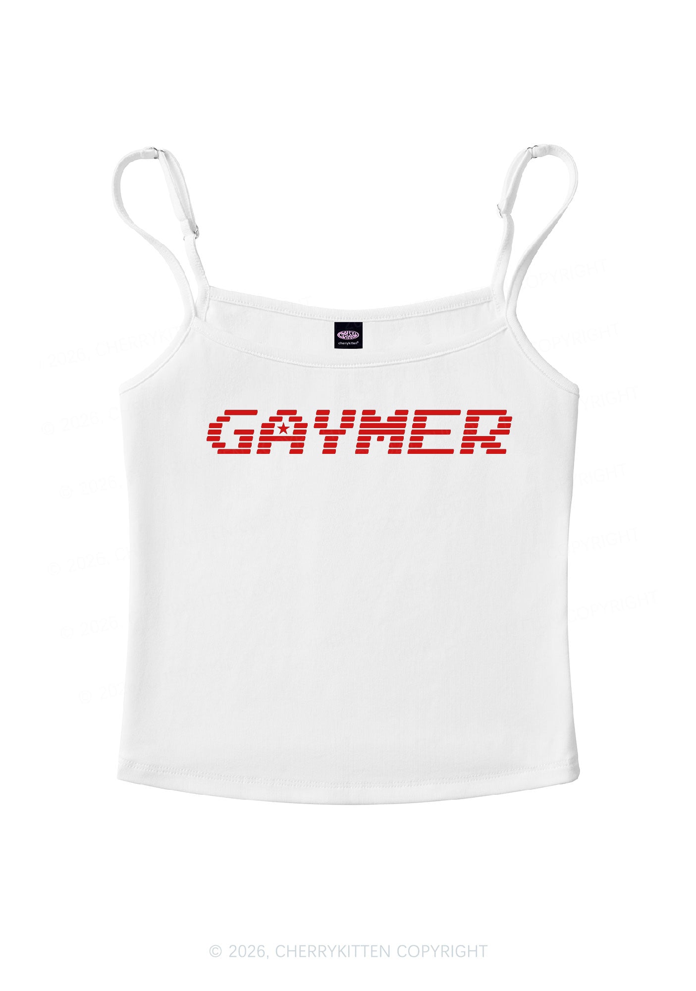 Gaymer Pride Y2K Spaghetti Strap Cami Cherrykitten